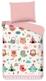 Set copripiumino e federa da bambini rosa in cotone per culla 100x135 cm Wise – Good Morning