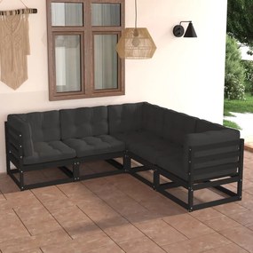 Set Divani Giardino 6 pz con Cuscini in Legno Massello di Pino