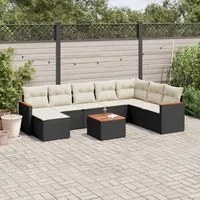 Set Divani da Giardino 9 pz con Cuscini Nero in Polyrattancod mxl 89099