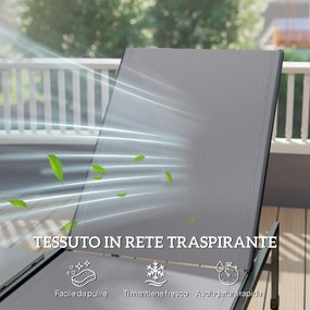 Set 2 Lettini Prendisole Regolabili in 5 Posizioni con Tavolino Laterale e 2 Ruote in Metallo e Poliestere Grigio...