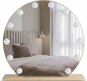 Specchio LED Hollywood rotondo L.Gold con illuminazione – Ø50 cm
