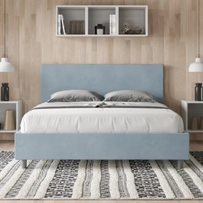 Letto contenitore da 160x190 in microfibra azzurro Adele