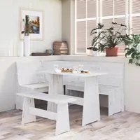 Set da Pranzo 3 pz Bianco in Legno Massello di Pino 3096568