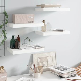 Scaffali A Parete 4 Pz Bianco Lucido 40x23x3,8 Cm İn Mdf /