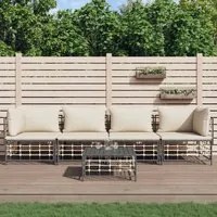 Set Divani da Giardino 5 pz con Cuscini Antracite in Polyrattan 3186700