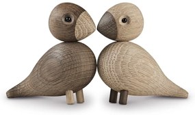 Statuette in set di 2 pezzi in legno di quercia Lovebirds - Kay Bojesen Denmark