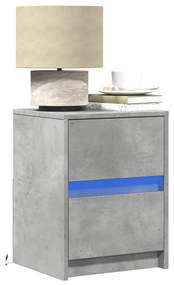 Comodini Con Luci Led 2pz Grigio Cemento İn Legno Multistrato /