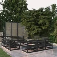 Set Divani da Giardino 13 pz Nero in Legno Massello di Pino cod mxl 37700