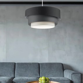 Lampadario Moderno Sbieca bianco paralume antracite e bianco sporco e grigio scuro E27 Ø58cm