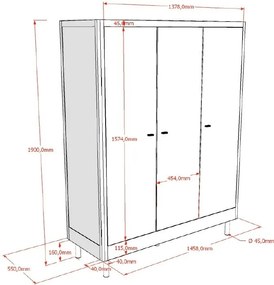 Armadio per bambini bianco in legno di faggio 146x190x55 cm Forrest - Vipack