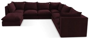 Divano angolare burgundy (con penisola a destra/a U) Manao – Makamii
