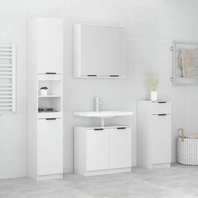 Set mobili da bagno 4 pz bianco lucido in legno multistrato