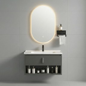 Set di mobili da bagno con lavabo River 60cm Grey