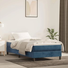 Materasso A Molle Blu Scuro 90x210x20 Cm İn Velluto /
