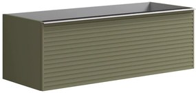 Mobile da bagno sotto lavabo Pixel stripes verde laccato opaco L 120 x H 40 x P 45.5 cm 1 cassetto, lavabo non incluso