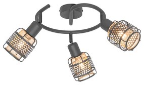 Plafoniera di design nera con oro 3 luci rotonda - Noud