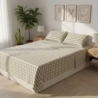 Completo letto matrimoniale quadretti beige