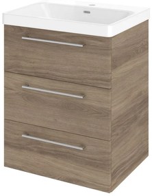 Mobile da bagno sotto lavabo SENSEA Remix marrone opaco L 60 x H 73 x P 46 cm 3 cassetti, lavabo non incluso