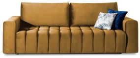 Divano giallo allungabile/con contenitore e rivestimento in velluto 247 cm Lazaro – ELTAP