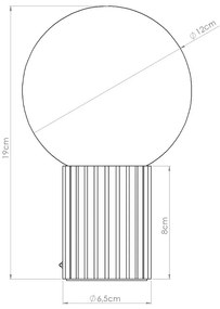 Lampada da tavolo grigio tortora con paralume in vetro (altezza totale 19 cm) Orbital – Sollux