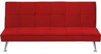 Divano Letto Rosso 3 Posti Imbottito Trapuntato Gambe In Metallo Click Clack