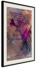 Poster  Pink Patchwork I  Cornice Quadri Cornice nera con pass-partout, Larghezza x Altezza Home decor 20x30