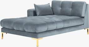Chaise longue Mamaia 2 posti in velluto Bluvel gambe oro - L185cm