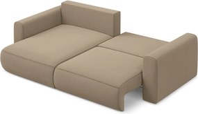 Divano angolare marrone chiaro allungabile/con contenitore (con penisola a sinistra/con chaise lounge) con rivestimento in velluto Kapua – Makamii