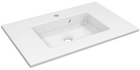 Lavabo a incasso rettangolare vasca centrale Neo L 91 x H 11 x P 49 cm in porcellana bianco lucido