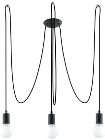 Sollux SL.0370 - Lampadario a sospensione con filo EDISON 3 3xE27/60W/230V ragno nero