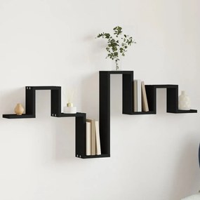 Scaffale a parete nero 104,5x10x43 cm in legno multistrato