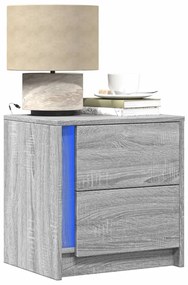 Comodino Con Luci Led Grigio Sonoma İn Legno Multistrato /