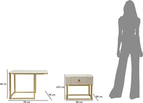 Set di tavolini da salotto color crema/dorati con effetto marmo 2 pz 50x70 cm Beauty – Mauro Ferretti