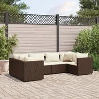 Set Mobili da Giardino 6pz con Cuscini in Polyrattan Marrone 3308249