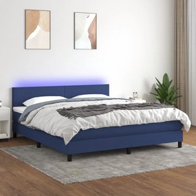 Letto a Molle con Materasso e LED Blu 180x200 cm in Tessuto 3133019