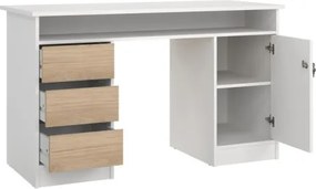 Scrivania 1 Anta 3 Cassetti 126x55x75h Function Plus Bianco e Rovere