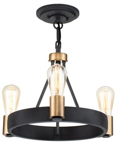 Lampadario Industrial Nordico Silas Acciaio Zinco Antico Ottone 3 Luci E27