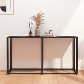 Tavolo Consolle Nero Marmo 140x35x75,5 Cm İn Vetro Temperato /