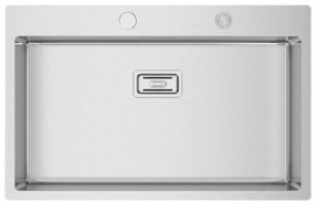 Lavello semincasso 1 vasca RODI Box Lux 76 piletta quadra inox L 50.5 x L 79 x P 20 cm argento