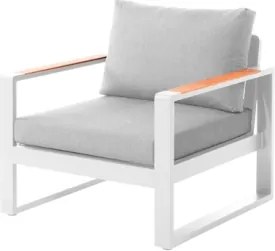 Salotto Da Esterno 5 Posti In Alluminio Con Tavolino E Cuscini Boston Bianco