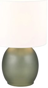 Lampada da tavolo bianco-verde con paralume in tessuto (altezza 29 cm) Vela - Trio