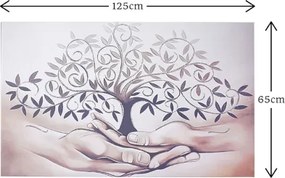 Quadro moderno in tela 65x125 cm tema Albero Della Vita con dettagli in argento