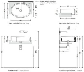 Ceramica Flaminia Roll lavabo a semincasso 56 cm in ceramica bianco lucido