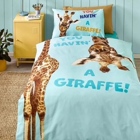 Biancheria da letto per bambini turchese per letto singolo 135x200 cm Havin A Giraffe – Catherine Lansfield
