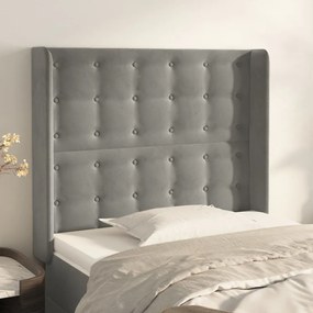 Testiera Ad Orecchio Grigio Chiaro 93x16x118/128 Cm İn Velluto /