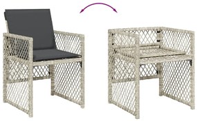 Set pranzo da giardino 9pz con cuscini grigio chiaro polyrattan