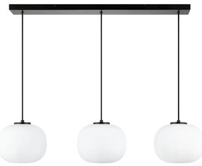Lampadario Design Aristide nero paralume bianco 3x E27 Ø22cm INSPIRE