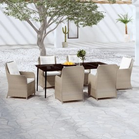 Set mobili da pranzo per giardino 7 pz marrone