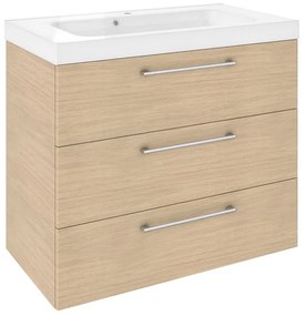 Mobile da bagno sotto lavabo SENSEA Remix rovere lucido L 90 x H 73 x P 46 cm 3 cassetti, lavabo non incluso