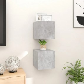 Armadietti a parete per tv 2 pz grigio cemento 30,5x30x30 cm